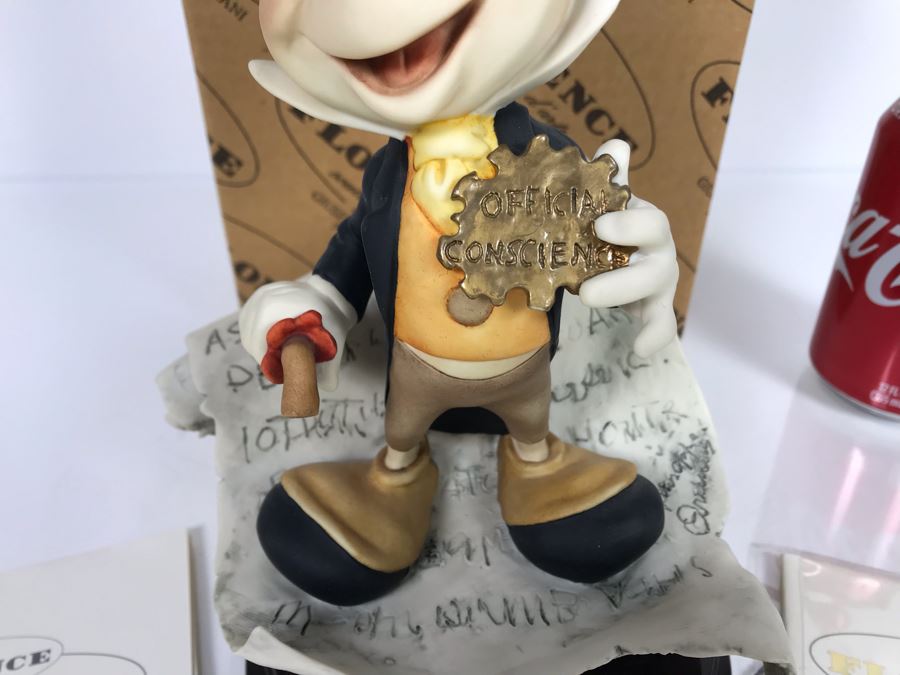 Walt Disney's Jiminy Cricket Sculpture Figurine By Florence Original Giuseppe Armani Figurine 9'H Made In Italy With Box Retails $375 [Photo 6]