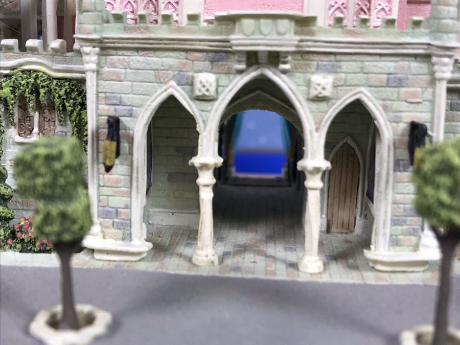 HAND SIGNED First Edition Robert Olszewski Sleeping Beauty Castle DL001 With Certificate Of Authenticity And Box (Powered By 12V Battery And AAA Battery - AAA Battery Holder Needs Replacement) 11W X 8.5D X 5.5H [Photo 19]