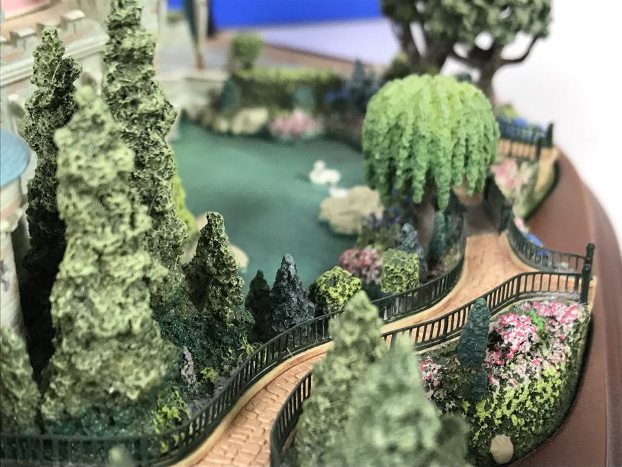 HAND SIGNED First Edition Robert Olszewski Sleeping Beauty Castle DL001 With Certificate Of Authenticity And Box (Powered By 12V Battery And AAA Battery - AAA Battery Holder Needs Replacement) 11W X 8.5D X 5.5H [Photo 23]