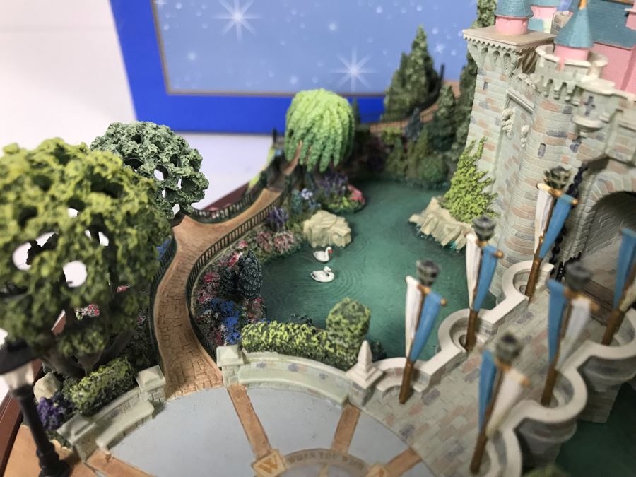 HAND SIGNED First Edition Robert Olszewski Sleeping Beauty Castle DL001 With Certificate Of Authenticity And Box (Powered By 12V Battery And AAA Battery - AAA Battery Holder Needs Replacement) 11W X 8.5D X 5.5H [Photo 14]