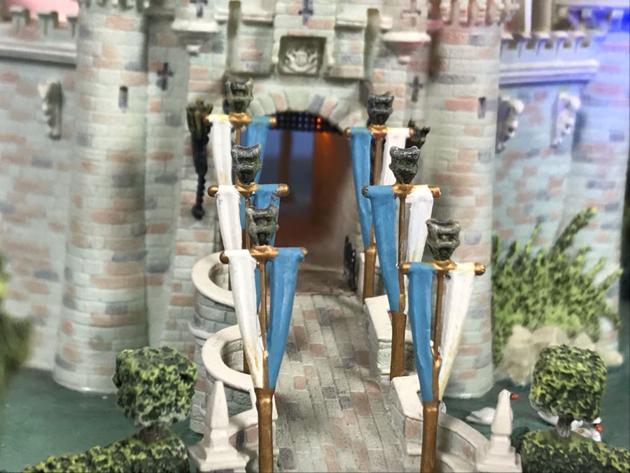 HAND SIGNED First Edition Robert Olszewski Sleeping Beauty Castle DL001 With Certificate Of Authenticity And Box (Powered By 12V Battery And AAA Battery - AAA Battery Holder Needs Replacement) 11W X 8.5D X 5.5H [Photo 36]