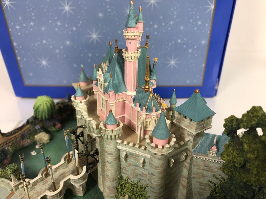 HAND SIGNED First Edition Robert Olszewski Sleeping Beauty Castle DL001 With Certificate Of Authenticity And Box (Powered By 12V Battery And AAA Battery - AAA Battery Holder Needs Replacement) 11W X 8.5D X 5.5H [Photo 13]