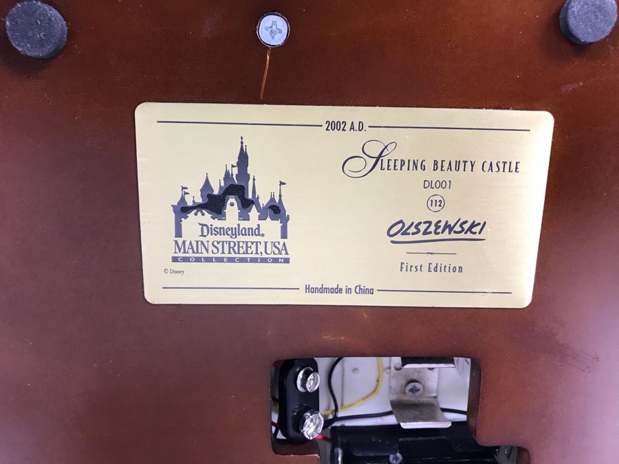 HAND SIGNED First Edition Robert Olszewski Sleeping Beauty Castle DL001 With Certificate Of Authenticity And Box (Powered By 12V Battery And AAA Battery - AAA Battery Holder Needs Replacement) 11W X 8.5D X 5.5H [Photo 32]