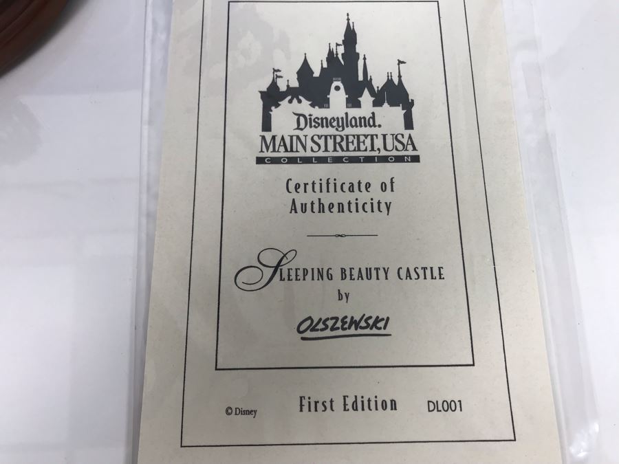 HAND SIGNED First Edition Robert Olszewski Sleeping Beauty Castle DL001 With Certificate Of Authenticity And Box (Powered By 12V Battery And AAA Battery - AAA Battery Holder Needs Replacement) 11W X 8.5D X 5.5H [Photo 26]