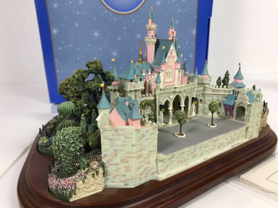 HAND SIGNED First Edition Robert Olszewski Sleeping Beauty Castle DL001 With Certificate Of Authenticity And Box (Powered By 12V Battery And AAA Battery - AAA Battery Holder Needs Replacement) 11W X 8.5D X 5.5H [Photo 15]