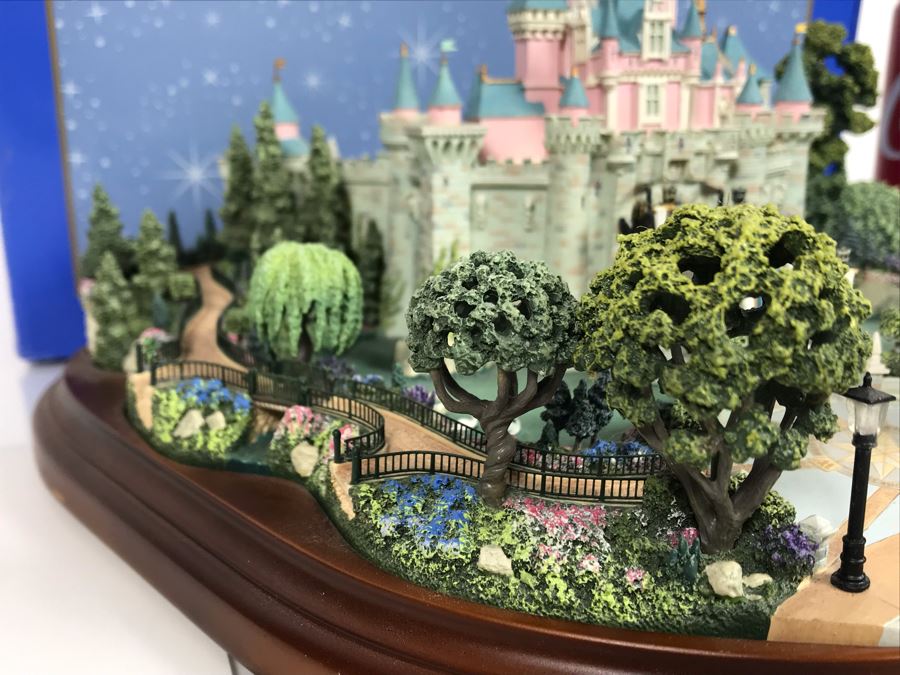 HAND SIGNED First Edition Robert Olszewski Sleeping Beauty Castle DL001 With Certificate Of Authenticity And Box (Powered By 12V Battery And AAA Battery - AAA Battery Holder Needs Replacement) 11W X 8.5D X 5.5H [Photo 7]