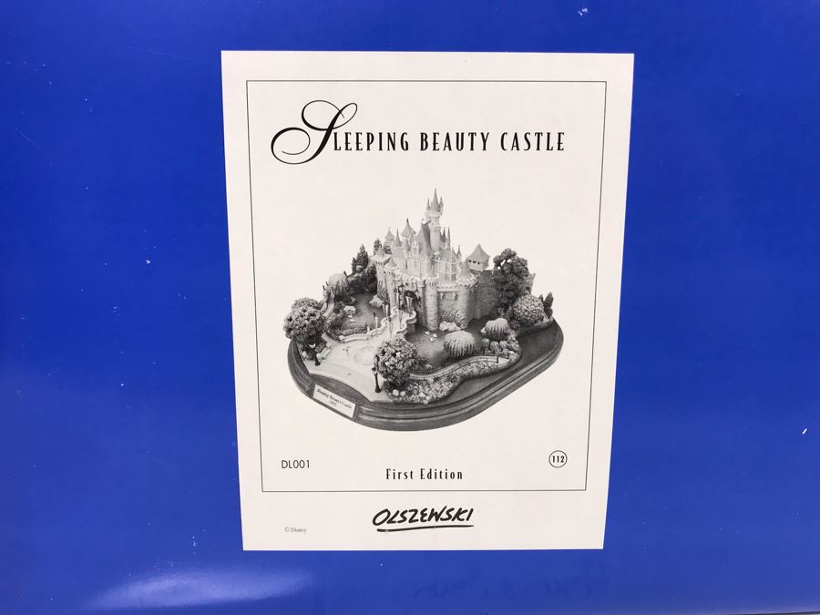 HAND SIGNED First Edition Robert Olszewski Sleeping Beauty Castle DL001 With Certificate Of Authenticity And Box (Powered By 12V Battery And AAA Battery - AAA Battery Holder Needs Replacement) 11W X 8.5D X 5.5H [Photo 30]