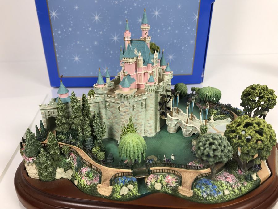 HAND SIGNED First Edition Robert Olszewski Sleeping Beauty Castle DL001 With Certificate Of Authenticity And Box (Powered By 12V Battery And AAA Battery - AAA Battery Holder Needs Replacement) 11W X 8.5D X 5.5H [Photo 24]