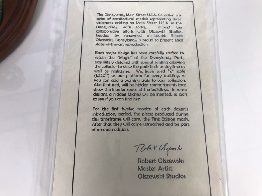 HAND SIGNED First Edition Robert Olszewski Sleeping Beauty Castle DL001 With Certificate Of Authenticity And Box (Powered By 12V Battery And AAA Battery - AAA Battery Holder Needs Replacement) 11W X 8.5D X 5.5H [Photo 27]