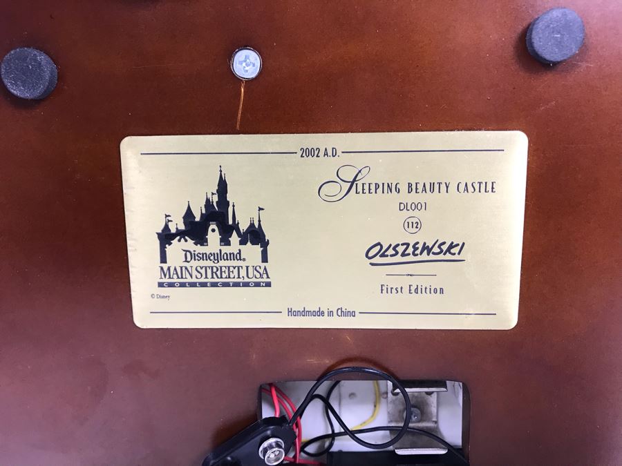 HAND SIGNED First Edition Robert Olszewski Sleeping Beauty Castle DL001 With Certificate Of Authenticity And Box (Powered By 12V Battery And AAA Battery - AAA Battery Holder Needs Replacement) 11W X 8.5D X 5.5H [Photo 40]
