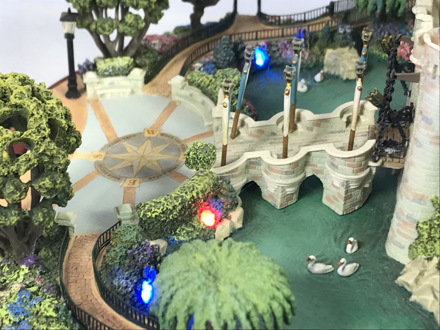 HAND SIGNED First Edition Robert Olszewski Sleeping Beauty Castle DL001 With Certificate Of Authenticity And Box (Powered By 12V Battery And AAA Battery - AAA Battery Holder Needs Replacement) 11W X 8.5D X 5.5H [Photo 38]