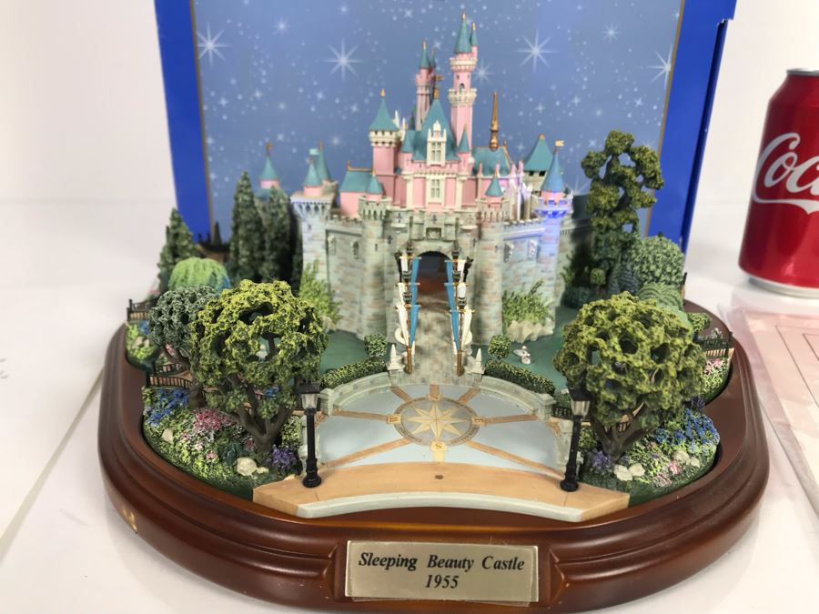 HAND SIGNED First Edition Robert Olszewski Sleeping Beauty Castle DL001 With Certificate Of Authenticity And Box (Powered By 12V Battery And AAA Battery - AAA Battery Holder Needs Replacement) 11W X 8.5D X 5.5H [Photo 34]