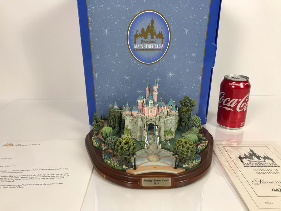 HAND SIGNED First Edition Robert Olszewski Sleeping Beauty Castle DL001 With Certificate Of Authenticity And Box (Powered By 12V Battery And AAA Battery - AAA Battery Holder Needs Replacement) 11W X 8.5D X 5.5H [Photo 4]