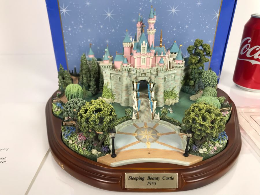 HAND SIGNED First Edition Robert Olszewski Sleeping Beauty Castle DL001 With Certificate Of Authenticity And Box (Powered By 12V Battery And AAA Battery - AAA Battery Holder Needs Replacement) 11W X 8.5D X 5.5H [Photo 3]