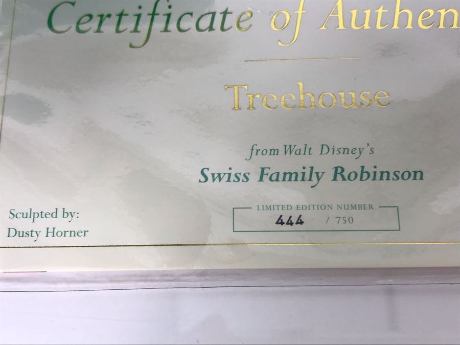 Limited Edition Walt Disney Treehouse From Walt Disney's Swiss Family Robinson Classics Collection With Box And Certificate Of Authenticity By Dusty Horner [Photo 13]