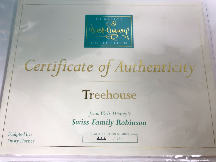 Limited Edition Walt Disney Treehouse From Walt Disney's Swiss Family Robinson Classics Collection With Box And Certificate Of Authenticity By Dusty Horner [Photo 12]