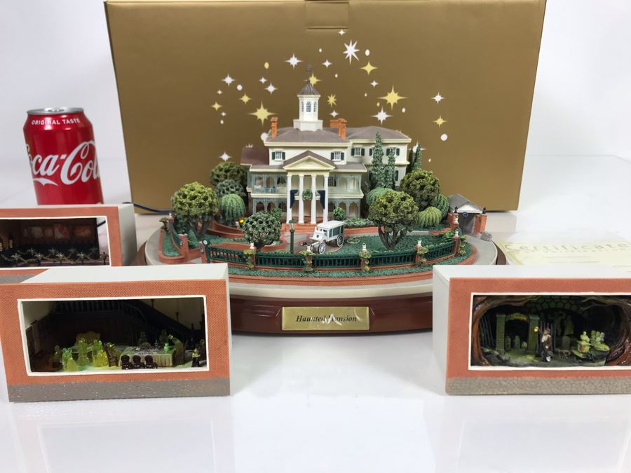 Rare HAND SIGNED By Robert Olszewski Disneyland's Haunted Mansion Ride Attraction Miniature Replica With 3 Scenes 50th Commemorative Collection With Certificate Of Authenticity And Box DL1005 (Estimate $700-$1,000) [Photo 6]