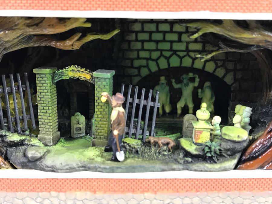 Rare HAND SIGNED By Robert Olszewski Disneyland's Haunted Mansion Ride Attraction Miniature Replica With 3 Scenes 50th Commemorative Collection With Certificate Of Authenticity And Box DL1005 (Estimate $700-$1,000) [Photo 10]