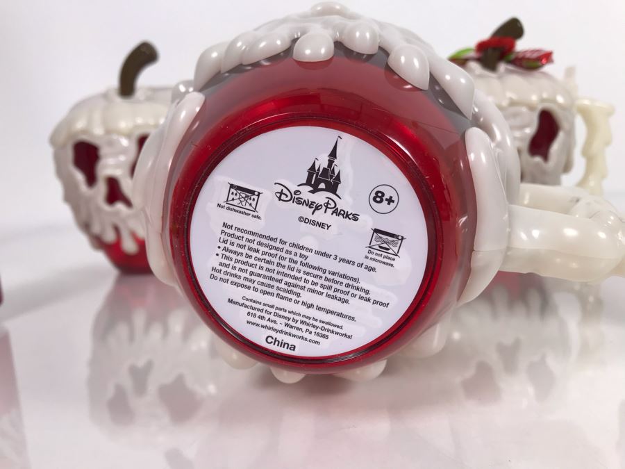 Set Of 4 Disney Parks Poison Apple Glow In The Dark Plastic Mugs 1st-Year Issue Unused [Photo 7]