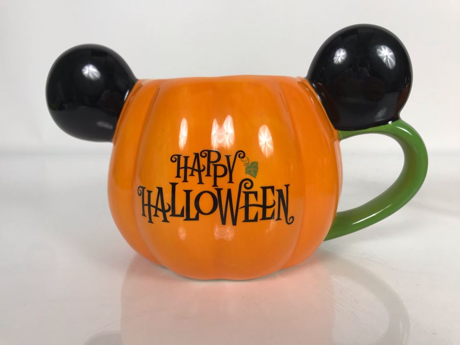 (2) Disney Parks Large 'Happy Halloween' Pumpkin Mugs And (2) Small 'Happy Halloween' Pumpkin Mugs [Photo 7]