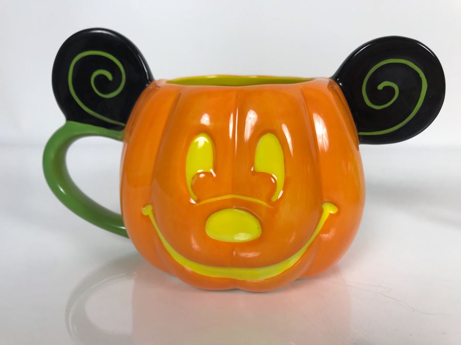(2) Disney Parks Large 'Happy Halloween' Pumpkin Mugs And (2) Small 'Happy Halloween' Pumpkin Mugs [Photo 6]