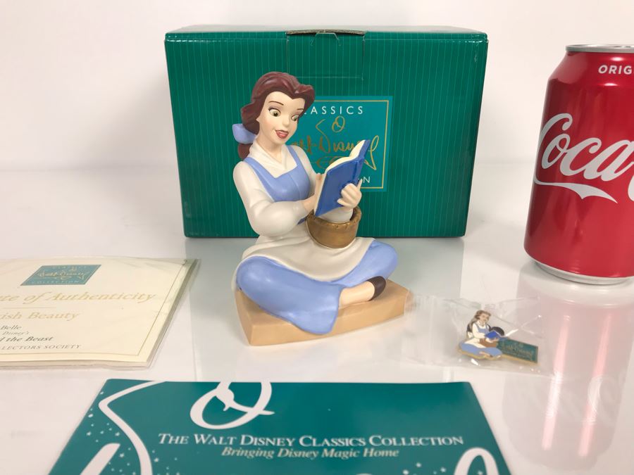 Bookish Beauty Belle Sculpture From Disney's Beauty And The Beast Walt Disney Classics Collection 2005 Walt Disney Collectors Society With Certificate Of Authenticity And Box By Dusty Horner [Photo 1]