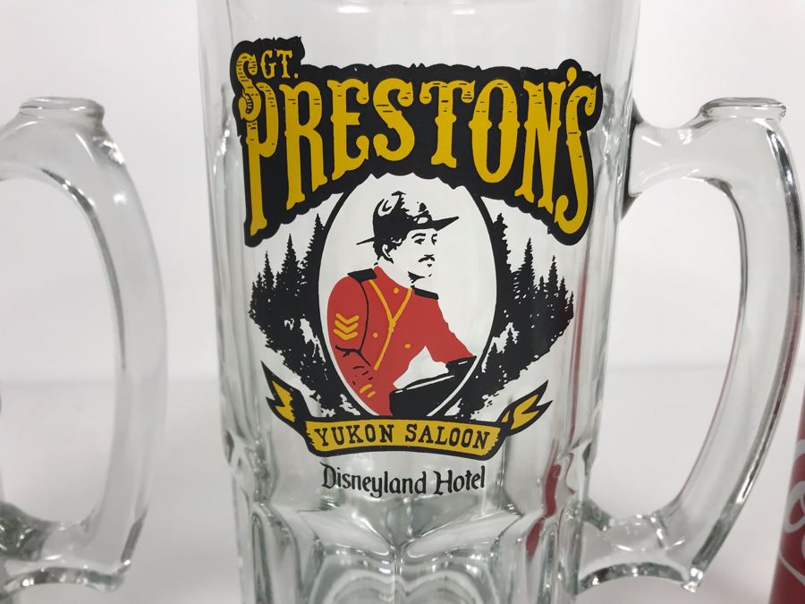 Pair Of Disneyland Hotel Sgt. Preston's Yukon Saloon Glass Beer Mugs [Photo 3]