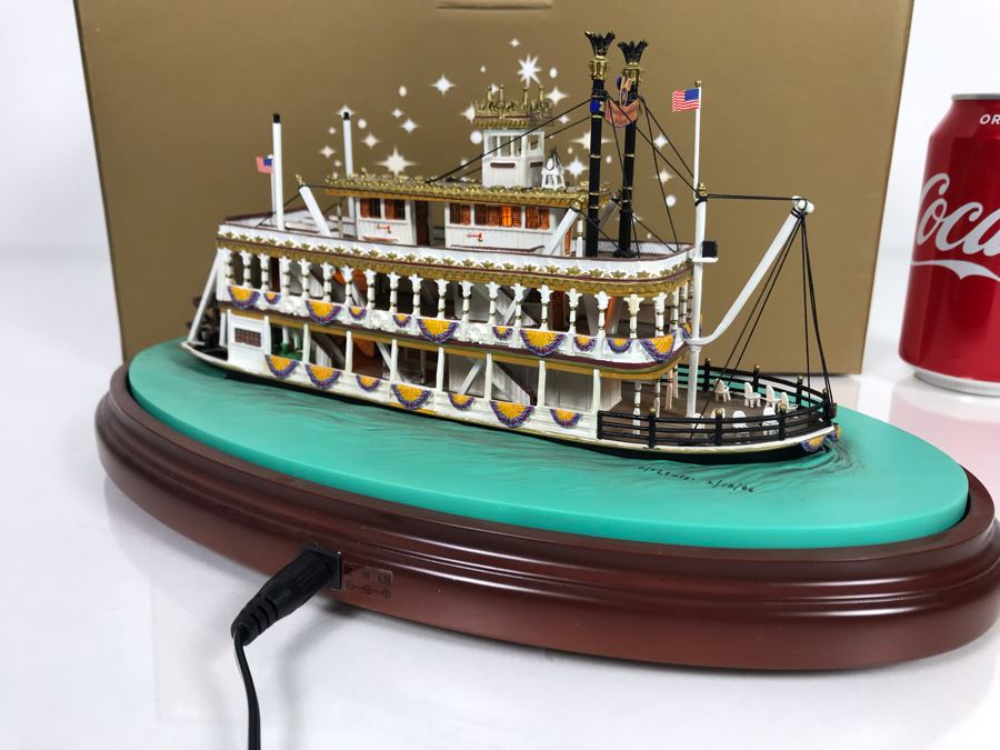 Rare HAND SIGNED By Robert Olszewski Disneyland's Mark Twain Riverboat Ride Attraction Miniature Replica Commemorative Edition With Box DL1003 (Estimate $600-$900) [Photo 12]