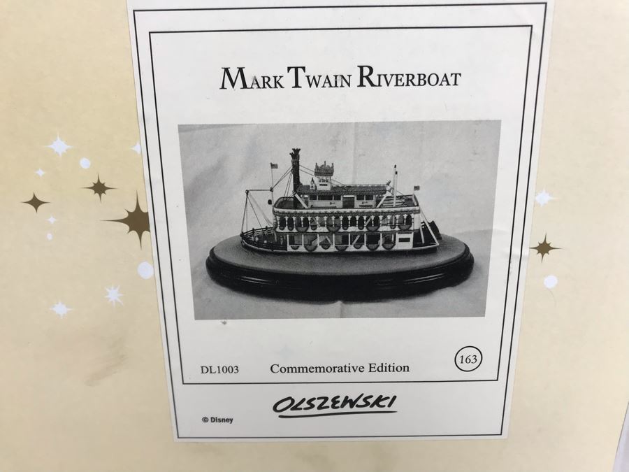 Rare HAND SIGNED By Robert Olszewski Disneyland's Mark Twain Riverboat Ride Attraction Miniature Replica Commemorative Edition With Box DL1003 (Estimate $600-$900) [Photo 19]