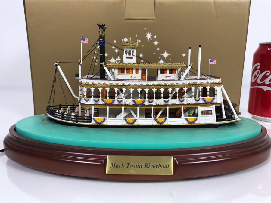 Rare HAND SIGNED By Robert Olszewski Disneyland's Mark Twain Riverboat Ride Attraction Miniature Replica Commemorative Edition With Box DL1003 (Estimate $600-$900) [Photo 3]