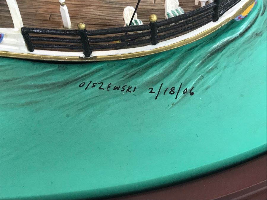 Rare HAND SIGNED By Robert Olszewski Disneyland's Mark Twain Riverboat Ride Attraction Miniature Replica Commemorative Edition With Box DL1003 (Estimate $600-$900) [Photo 2]