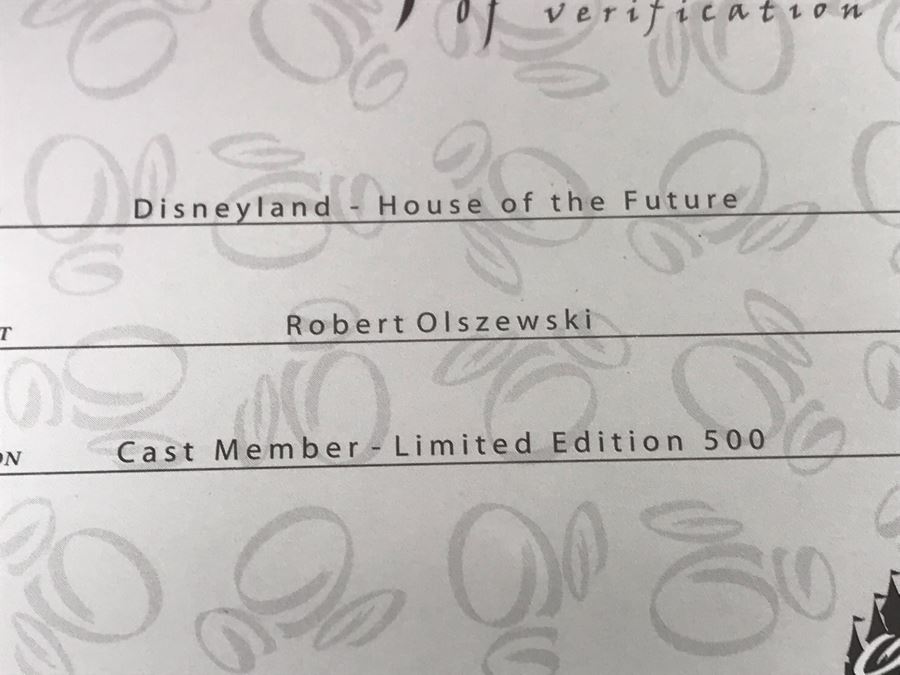 Rare HAND SIGNED By Robert Olszewski Cast Member Limited Edition 500 Disneyland's House Of The Future Attraction Miniature Replica With Certificate Of Authenticity And Box DL-2004 [Photo 12]