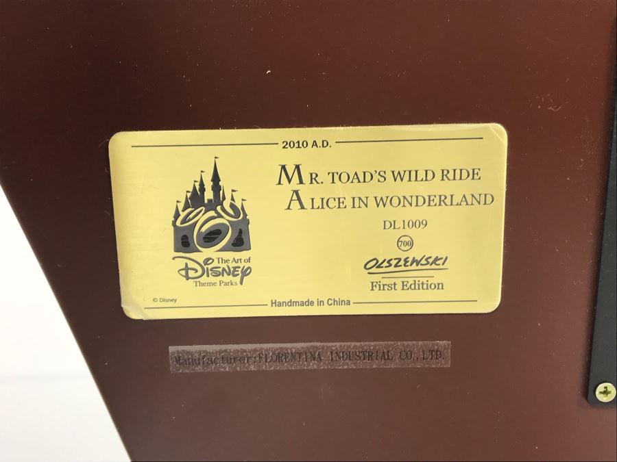 Rare HAND SIGNED By Robert Olszewski First Edition Disneyland's Mr. Toad's Wild Ride Alice In Wonderland Attraction Miniature Replica With Certificate Of Authenticity And Box DL1009 The Art Of Disney Theme Parks (Estimate $600-$1,000) [Photo 27]