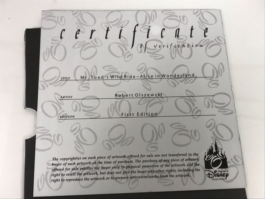 Rare HAND SIGNED By Robert Olszewski First Edition Disneyland's Mr. Toad's Wild Ride Alice In Wonderland Attraction Miniature Replica With Certificate Of Authenticity And Box DL1009 The Art Of Disney Theme Parks (Estimate $600-$1,000) [Photo 25]