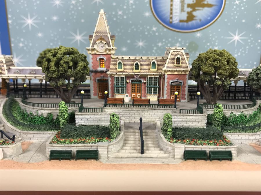 Rare HAND SIGNED By Robert Olszewski First Edition Disneyland's Main Street Station Train Attraction Miniature Replica With Certificate Of Authenticity And Box DL009 Disneyland Main Street USA (Note: Slight Damage To Left Tunnel - Estimate $600-$1,000) [Photo 21]