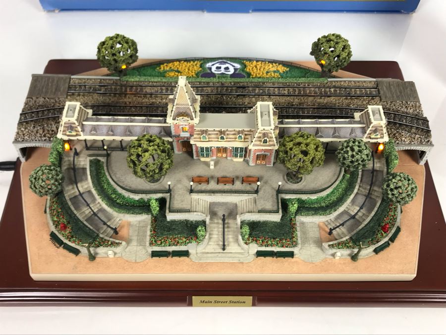 Rare HAND SIGNED By Robert Olszewski First Edition Disneyland's Main Street Station Train Attraction Miniature Replica With Certificate Of Authenticity And Box DL009 Disneyland Main Street USA (Note: Slight Damage To Left Tunnel - Estimate $600-$1,000) [Photo 27]