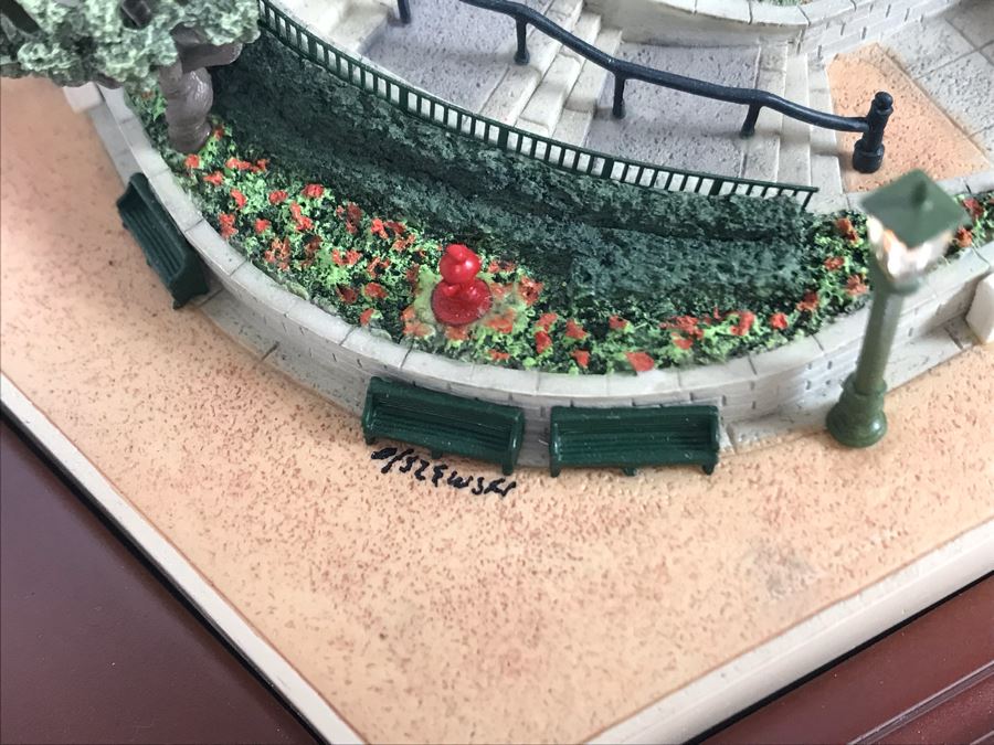 Rare HAND SIGNED By Robert Olszewski First Edition Disneyland's Main Street Station Train Attraction Miniature Replica With Certificate Of Authenticity And Box DL009 Disneyland Main Street USA (Note: Slight Damage To Left Tunnel - Estimate $600-$1,000) [Photo 29]