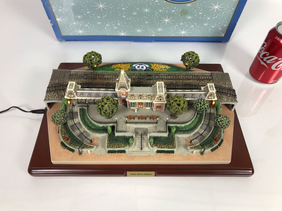 Rare HAND SIGNED By Robert Olszewski First Edition Disneyland's Main Street Station Train Attraction Miniature Replica With Certificate Of Authenticity And Box DL009 Disneyland Main Street USA (Note: Slight Damage To Left Tunnel - Estimate $600-$1,000) [Photo 28]