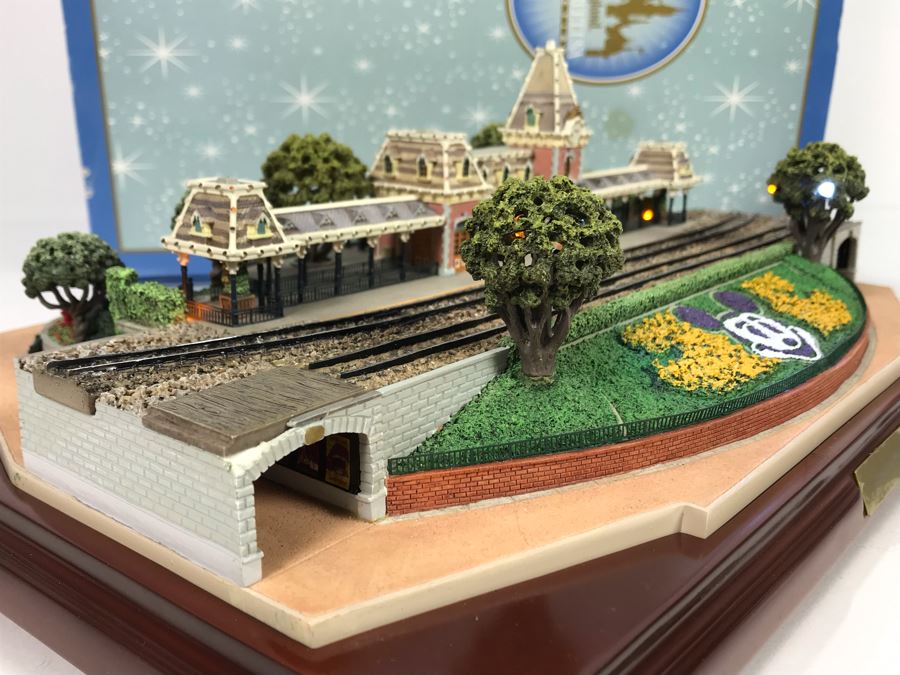 Rare HAND SIGNED By Robert Olszewski First Edition Disneyland's Main Street Station Train Attraction Miniature Replica With Certificate Of Authenticity And Box DL009 Disneyland Main Street USA (Note: Slight Damage To Left Tunnel - Estimate $600-$1,000) [Photo 16]