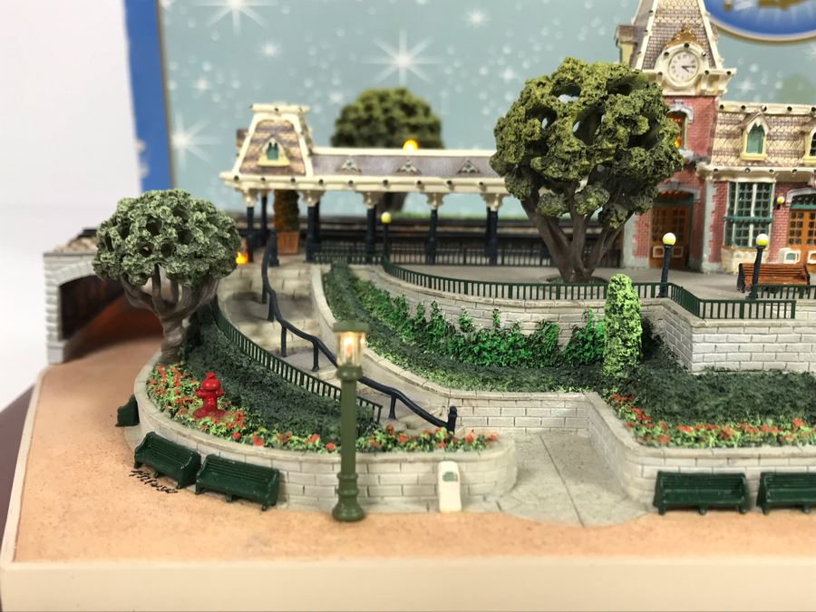 Rare HAND SIGNED By Robert Olszewski First Edition Disneyland's Main Street Station Train Attraction Miniature Replica With Certificate Of Authenticity And Box DL009 Disneyland Main Street USA (Note: Slight Damage To Left Tunnel - Estimate $600-$1,000) [Photo 23]