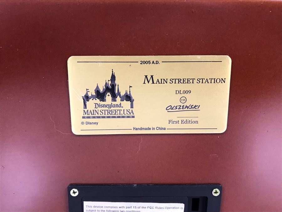 Rare HAND SIGNED By Robert Olszewski First Edition Disneyland's Main Street Station Train Attraction Miniature Replica With Certificate Of Authenticity And Box DL009 Disneyland Main Street USA (Note: Slight Damage To Left Tunnel - Estimate $600-$1,000) [Photo 30]