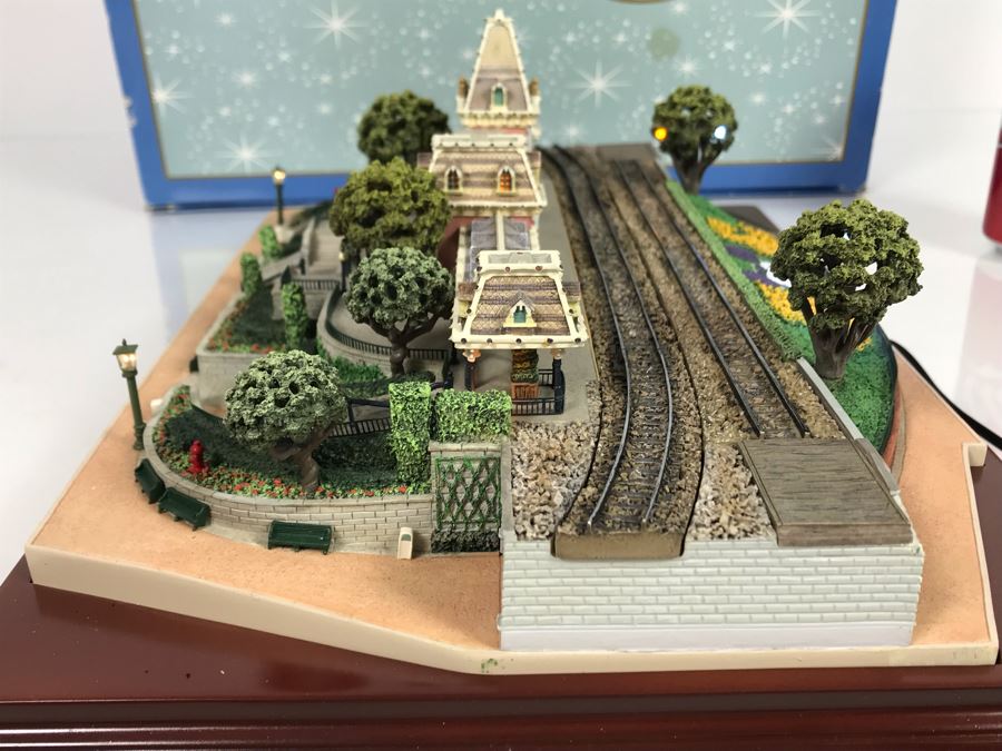 Rare HAND SIGNED By Robert Olszewski First Edition Disneyland's Main Street Station Train Attraction Miniature Replica With Certificate Of Authenticity And Box DL009 Disneyland Main Street USA (Note: Slight Damage To Left Tunnel - Estimate $600-$1,000) [Photo 17]
