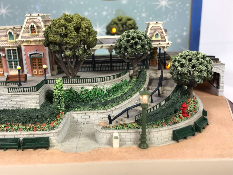 Rare HAND SIGNED By Robert Olszewski First Edition Disneyland's Main Street Station Train Attraction Miniature Replica With Certificate Of Authenticity And Box DL009 Disneyland Main Street USA (Note: Slight Damage To Left Tunnel - Estimate $600-$1,000) [Photo 25]
