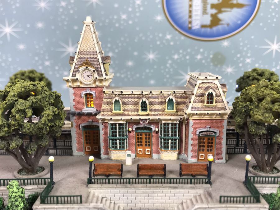 Rare HAND SIGNED By Robert Olszewski First Edition Disneyland's Main Street Station Train Attraction Miniature Replica With Certificate Of Authenticity And Box DL009 Disneyland Main Street USA (Note: Slight Damage To Left Tunnel - Estimate $600-$1,000) [Photo 22]