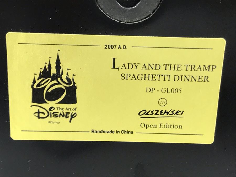 HAND SIGNED By Robert Olszewski Disney's Lady And The Tramp Spaghetti Dinner Scene Gallery Of Light With Certificate Of Authenticity And Box DP-GL005 (Last One Sold For $345) [Photo 8]