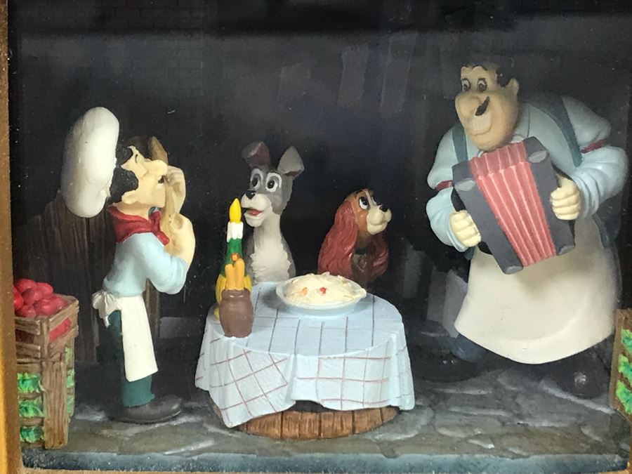 HAND SIGNED By Robert Olszewski Disney's Lady And The Tramp Spaghetti Dinner Scene Gallery Of Light With Certificate Of Authenticity And Box DP-GL005 (Last One Sold For $345) [Photo 5]