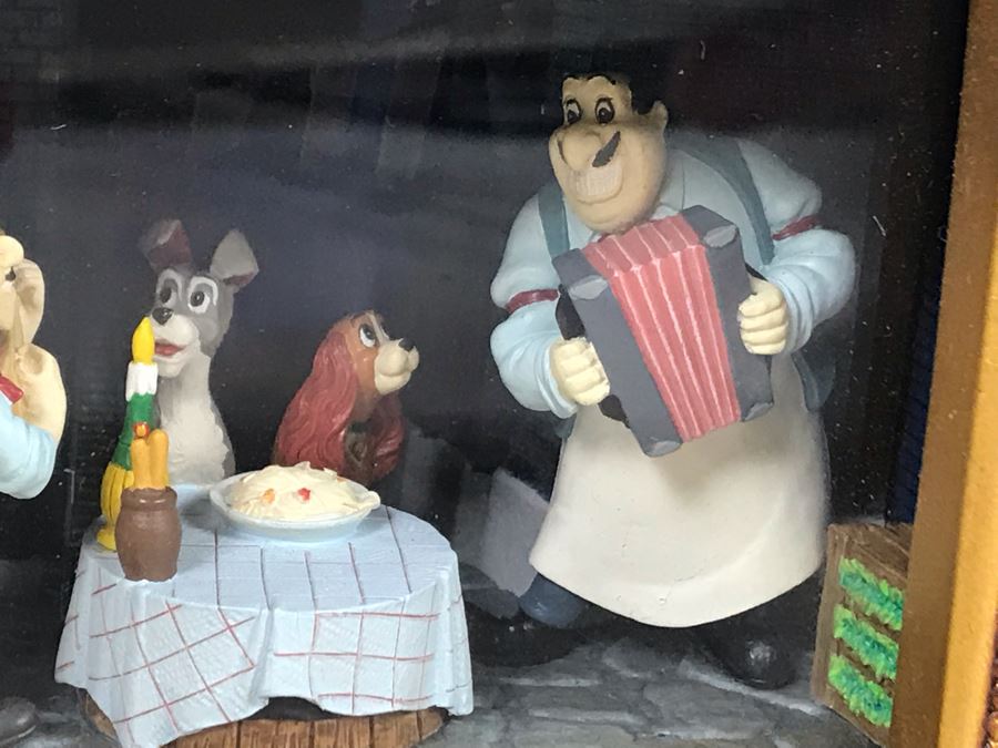 HAND SIGNED By Robert Olszewski Disney's Lady And The Tramp Spaghetti Dinner Scene Gallery Of Light With Certificate Of Authenticity And Box DP-GL005 (Last One Sold For $345) [Photo 7]