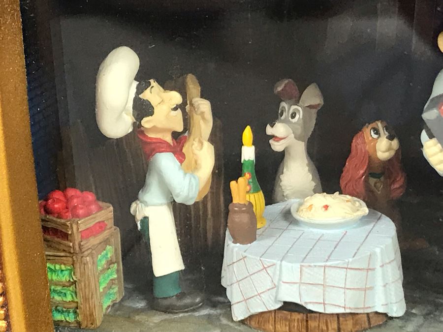 HAND SIGNED By Robert Olszewski Disney's Lady And The Tramp Spaghetti Dinner Scene Gallery Of Light With Certificate Of Authenticity And Box DP-GL005 (Last One Sold For $345) [Photo 6]