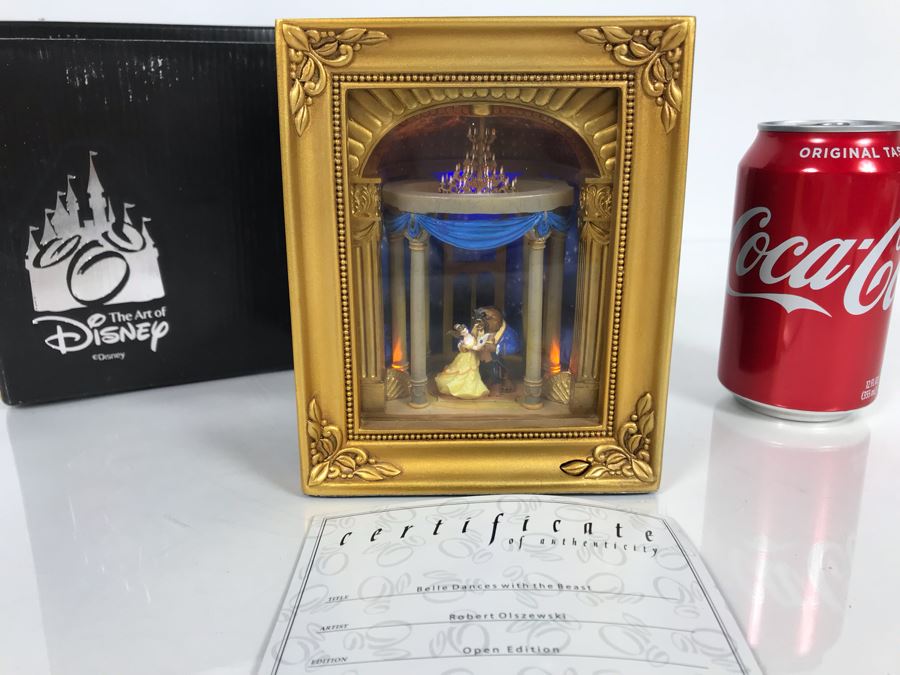 Robert Olszewski Disney's Belle Dances With The Beast From Beauty And The Beast Scene Gallery Of Light With Certificate Of Authenticity And Box DP-GL004 (Estimate $100-$200) [Photo 2]