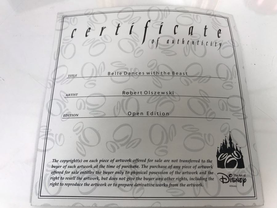 Robert Olszewski Disney's Belle Dances With The Beast From Beauty And The Beast Scene Gallery Of Light With Certificate Of Authenticity And Box DP-GL004 (Estimate $100-$200) [Photo 10]